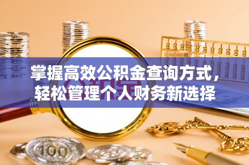 大渡口掌握高效公积金查询方式，轻松管理个人财务新选择