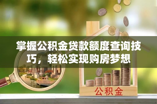 大渡口掌握公积金贷款额度查询技巧，轻松实现购房梦想
